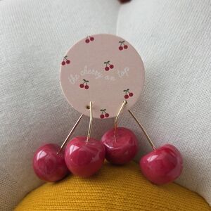 The Cherry On Top Pink Cherry Drop Earrings